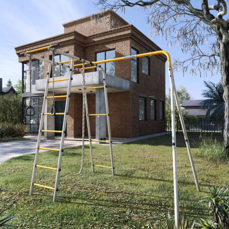 Детский спортивный комплекс для дачи ROMANA Лесная поляна - 3 NEW (Цвет серый/желтый | Без качелей)