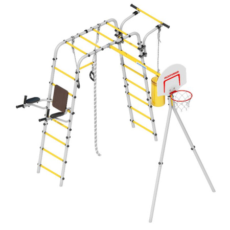 Детский спортивный комплекс для дачи ROMANA Fitness (Цвет  серый/желтый | Качели  Без качелей)