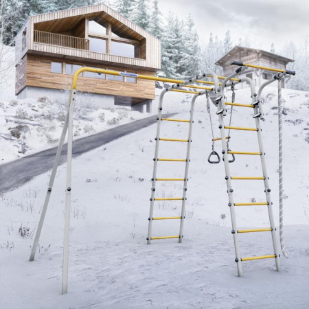 Детский спортивный комплекс для дачи ROMANA Веселая лужайка - 2 (Цвет  серый/желтый | Без качелей)