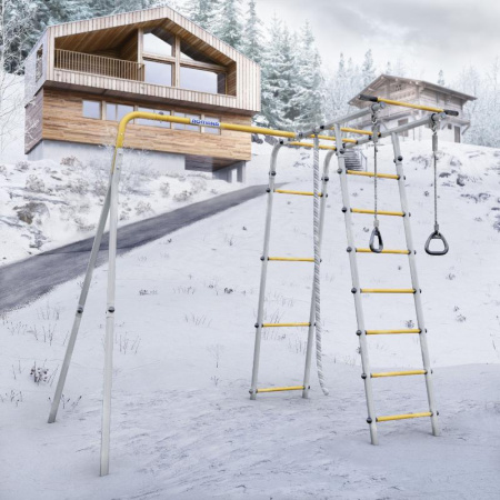 Детский спортивный комплекс для дачи ROMANA Лесная поляна - 3 NEW (Цвет серый/желтый | Без качелей)